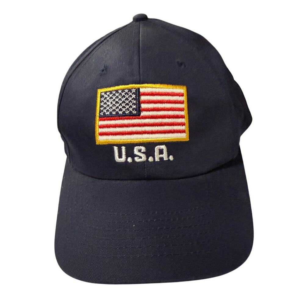 NWOT Blue Unisex USA Flag Embroidered Adjustable Cap Hat